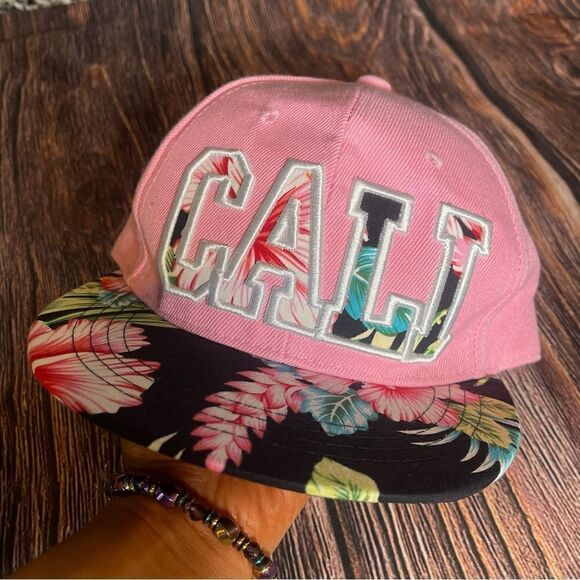 Floral Print Cali Snapback Cap Hat Pink Black Hawaiian Streetwear Women’s - Picture 2 of 8